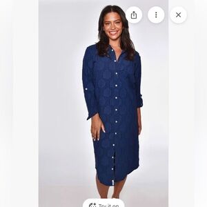 Emily Phillips Blue Cotton Midi Dress